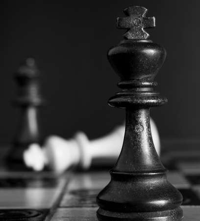 Chess photographed on a chessboardの写真素材