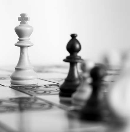 Chess photographed on a chessboardの写真素材