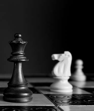 Chess photographed on a chessboardの写真素材