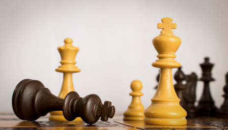 Chess photographed on a chessboardの写真素材