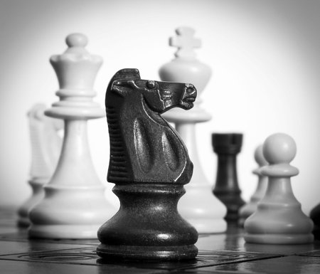 Chess photographed on a chessboardの写真素材