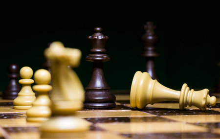 Chess photographed on a chessboardの写真素材