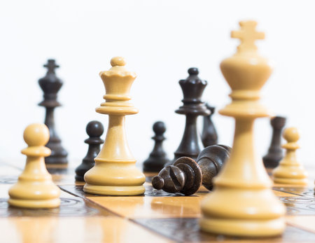 Chess photographed on a chessboardの写真素材
