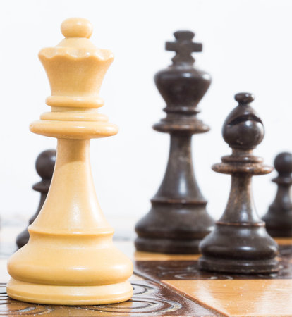 Chess photographed on a chessboardの写真素材