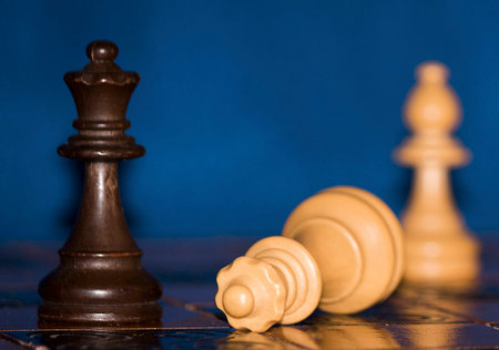 Chess photographed on a chessboardの写真素材