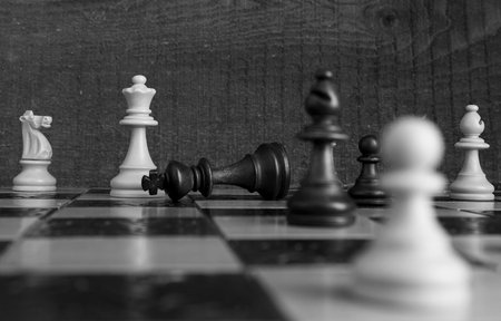 Chess photographed on a chessboardの写真素材