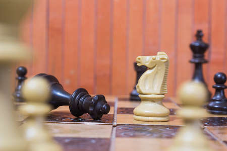 Chess photographed on a chessboardの写真素材