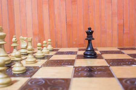 Chess photographed on a chessboardの写真素材