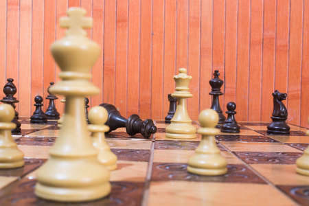 Chess photographed on a chessboardの写真素材
