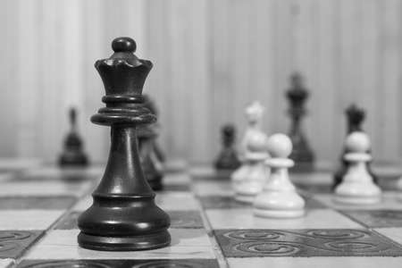 Chess photographed on a chessboardの写真素材