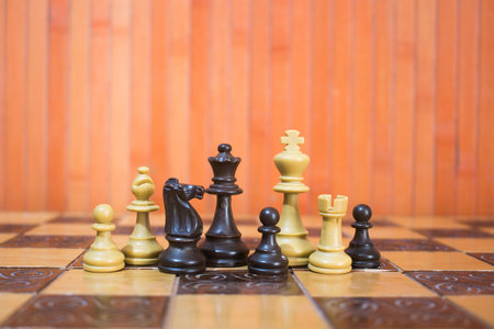 Chess photographed on a chessboardの写真素材