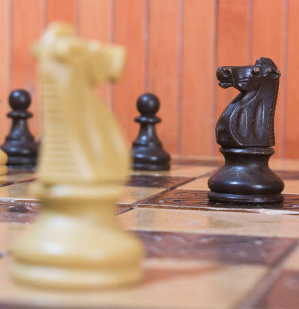 Chess photographed on a chessboardの写真素材