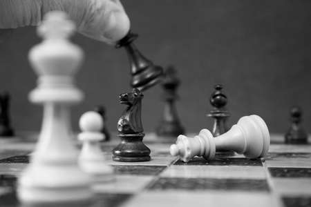 Chess photographed on a chessboardの写真素材