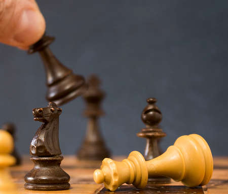 Chess photographed on a chessboardの写真素材