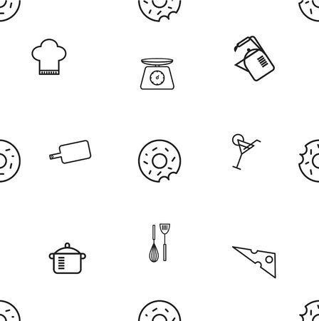 A set of kitchen utensils. Black and white patternのイラスト素材