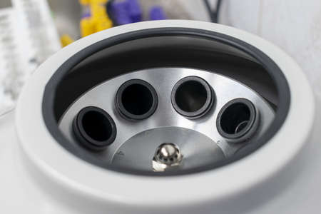 Centrifuge, sample tubes, pipettes, clinical laboratory itemsの写真素材