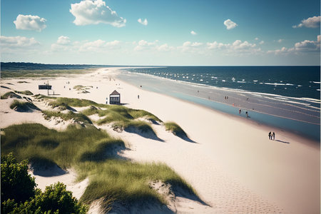 Aerial view of the dunes on the Baltic Sea in Polandの素材