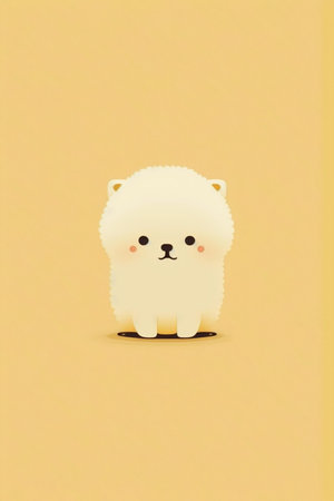 Cute polar bear on yellow background. Paper art style. Vector illustration.の素材