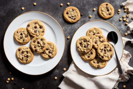 Chocolate chip cookies with raisins and hazelnuts.の素材