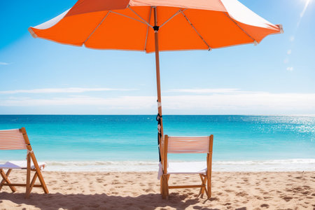 Umbrella and chair on the beach. Vacation concept.の素材