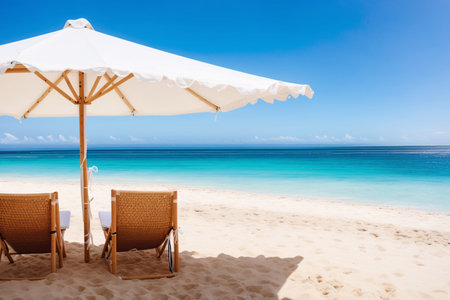 Umbrella and chair on beautiful tropical beach - Vacation conceptの素材