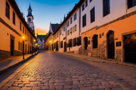 Sunset in the old town of Bratislava, Slovakiaの素材
