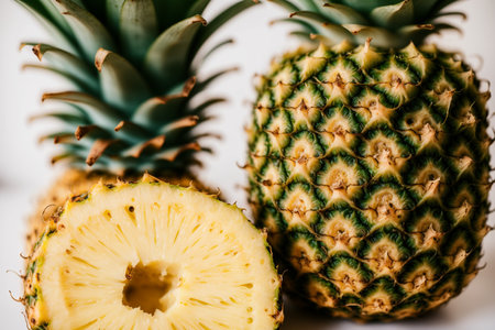 Pineapples on a white background. Close-up.の素材