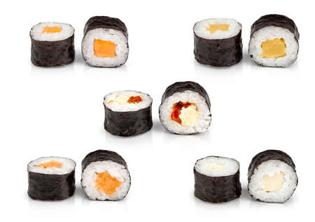 Sushi set with white backgroundの写真素材