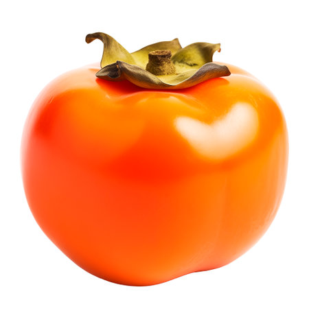 Macro photography of isolated Persimmon, fresh orange fruitの素材