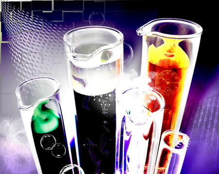 Image 3d test-tubes with liquidの写真素材