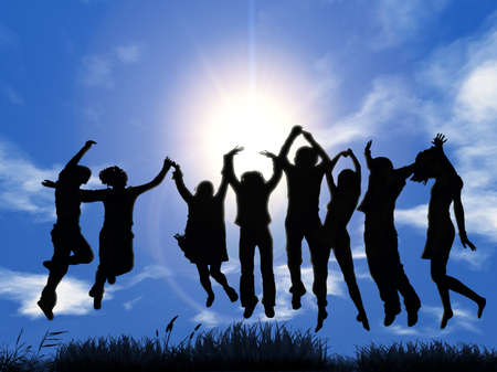 group of  young people jumpingの写真素材