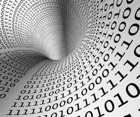 Abstract image of tunnel with binary languageの写真素材