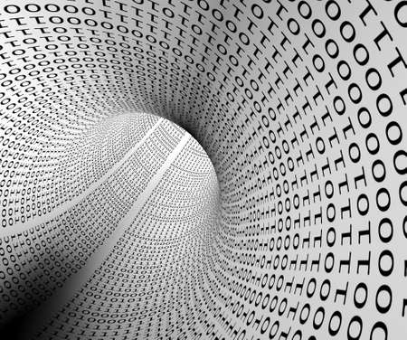 Abstract image of tunnel with binary languageの写真素材