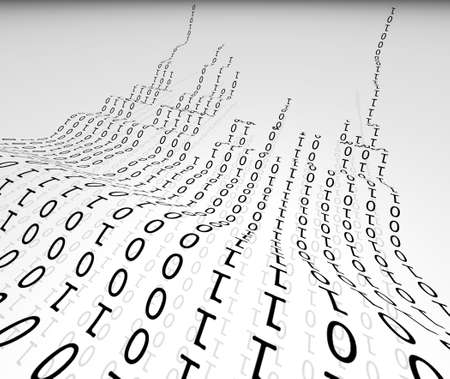 Abstract waves with binary languageの写真素材