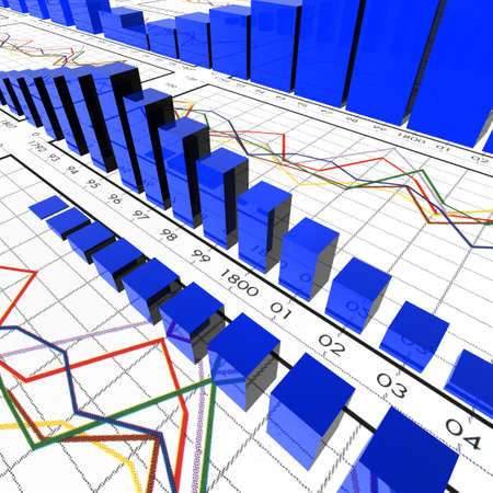 3d image of statistical symbols and graphicsの写真素材