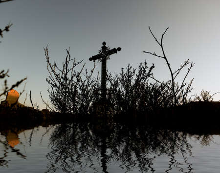 cross silhouetteの写真素材