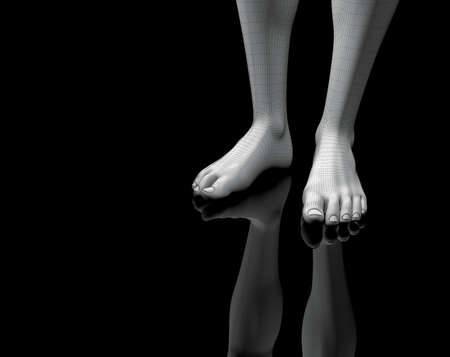 Dramatize image of a mesh 3d of a feet of a manの写真素材