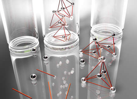 Details of test tubes and geometric partsの写真素材