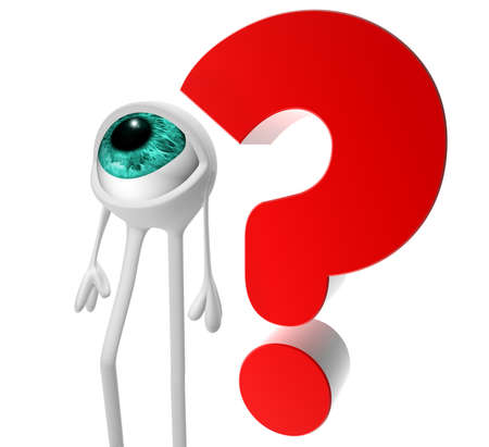 Question mark and white eyeの写真素材