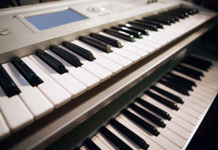 Close up image of two pianosの写真素材