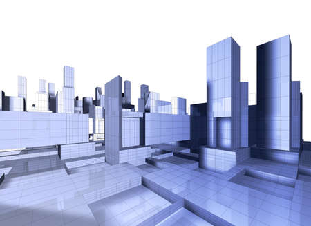3d image of city map with skyscraper and streetの写真素材