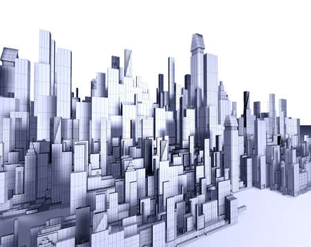3d illustration of empty city blueprintの写真素材