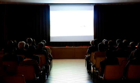 public in a small theaterの写真素材