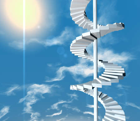 3d image of ladder and skyの写真素材