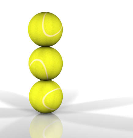 Still life with three tennis ball isolated in white backgroundの写真素材