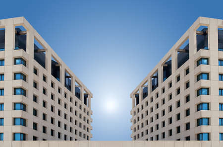 Front image of modern buildingの写真素材