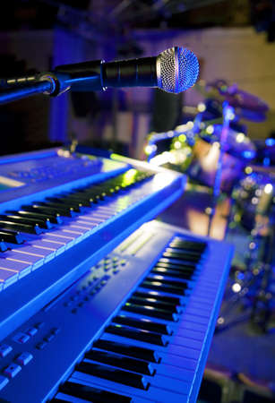Close up image of microphone and keys in liveの写真素材
