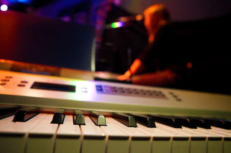 Music background with piano and singer