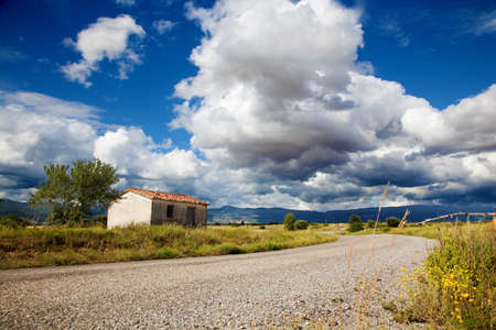 house,road and blue sky.Nature landscape の写真素材