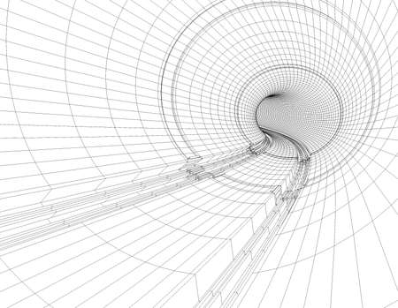 Illustration of drawings of a tunnel blueprintの写真素材